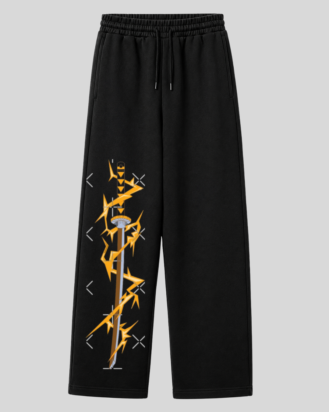 Unisex Oversize Siyah Eşofman Altı Geniş Paça Premium 3 İplik