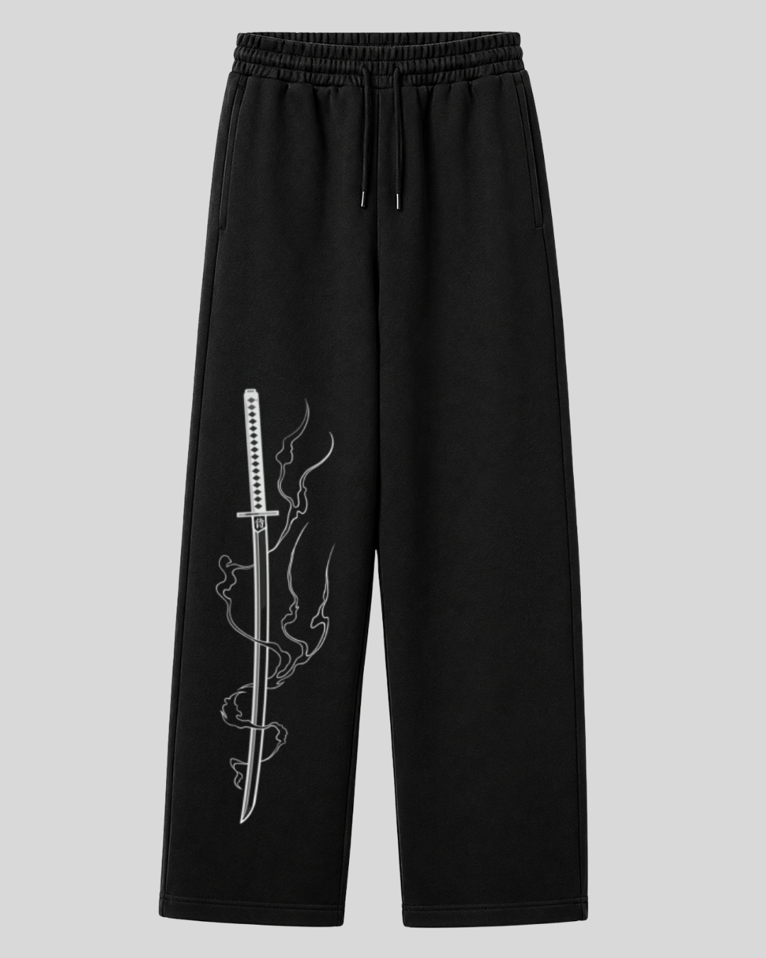 Unisex Oversize Siyah Eşofman Altı Geniş Paça Premium 3 İplik