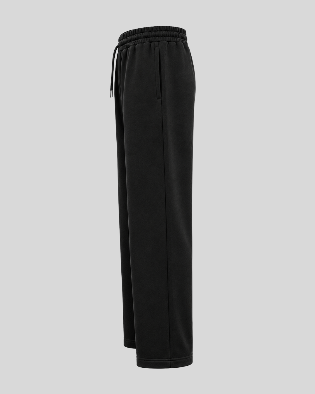 Unisex Oversize Siyah Eşofman Altı Geniş Paça Premium 3 İplik